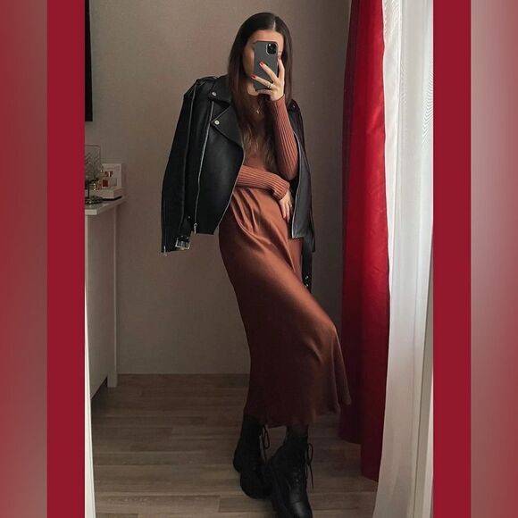 ZARA COMBINATION ARM WARMER DRESS MIDI - Picture 7 of 7